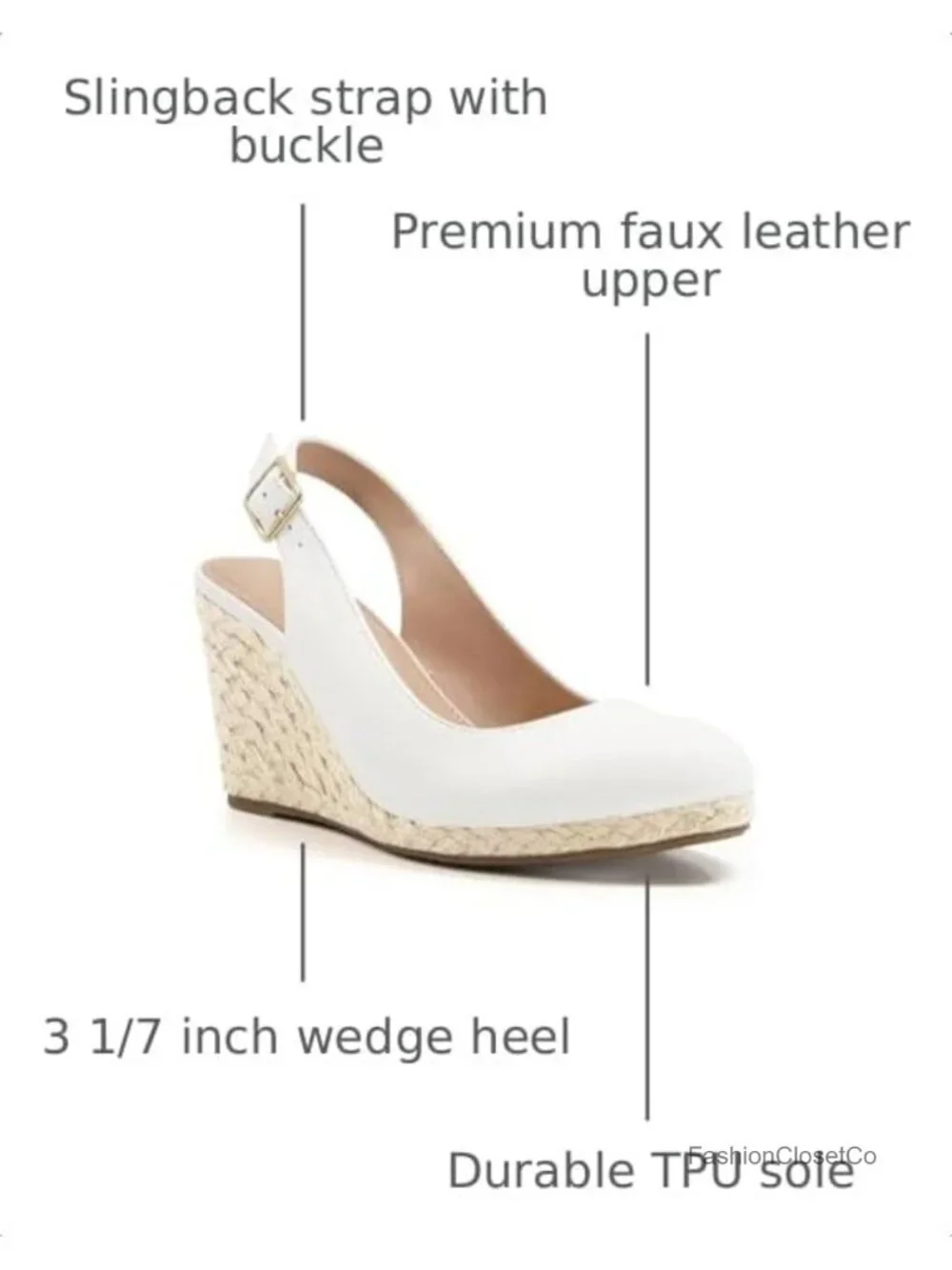 Faux Leather Closed Toe Wedge Espadrille Sandals Slingback Pumps Platform Heels